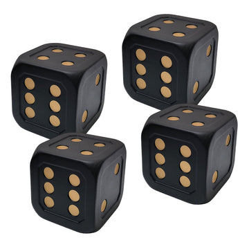Macro Giant 6 Inch PU Foam Jumbo Big Playing Dice, Set of 4, Black- Gold Color, Math Teaching, Teaching Aids, Board Games, Kid T