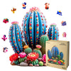 Wooden Jigsaw Puzzles for mature-themeds and Kids Cactus Gemstones 300 Piece Unique Shaped Puzzle Family Game and Creative Wooden Puzzle Gift Wall Art Decor