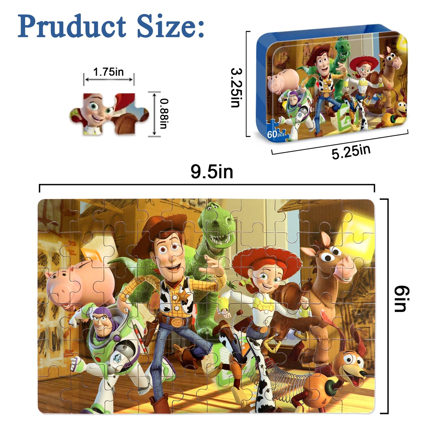 Puzzles For Kids Ages 4-8 60 Pieces Jigsaw Puzzles For Boys And Girls Educational Learning Puzzles In Metal Box