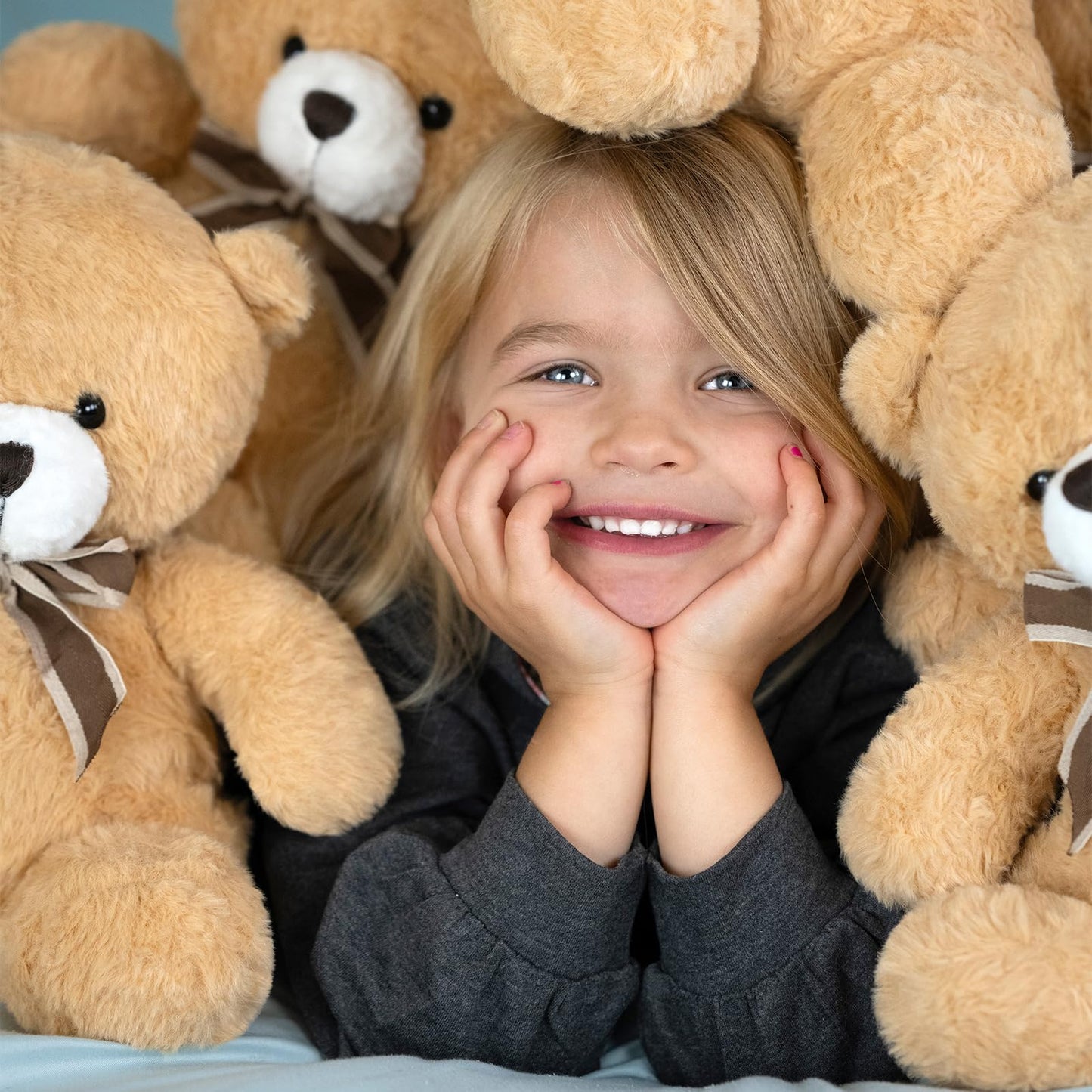 Tezituor Teddy Bears Stuffed Animal 7 Packs In Bulk, Small Teddy Bear Bulk 12'' For Baby Shower Decorations, Stuffed Bear Plush