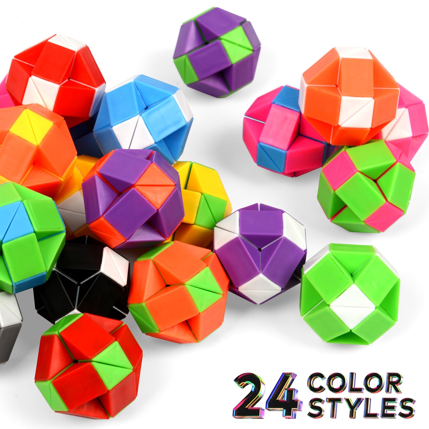 Neureyte 35 Pack 24 Blocks Magic Snake Cube Toy,Fidget Mini Snake Cube Puzzle Toy For Kids,Mini Plastic Puzzle Cube Toy For Kids