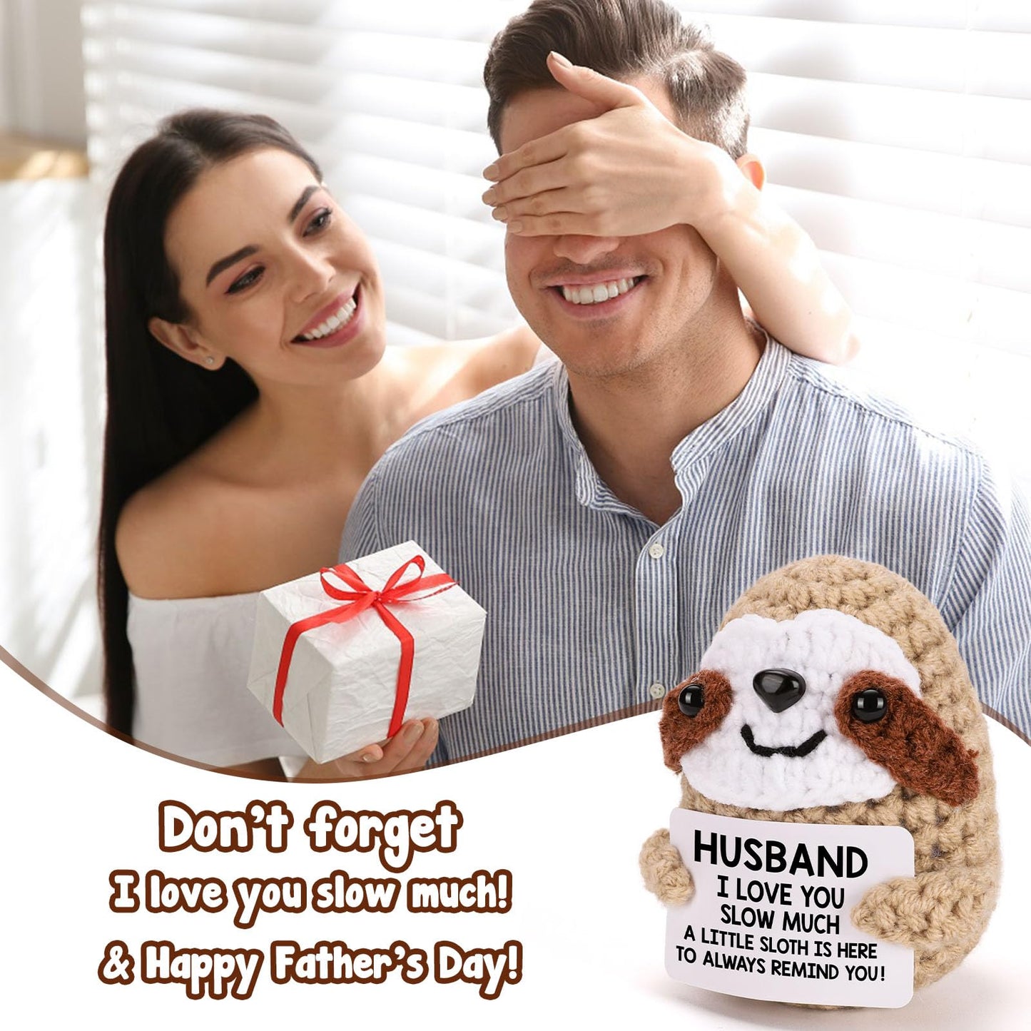 MBL Husband Gifts for Birthday Anniversary - Funny Handmade Crochet Sloth Birthday Christmas Stocking Stuffers Xmas Holiday Roma