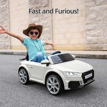 Hikiddo Electric Ride On Car For Kids, Licensed Audi 12V 7Ah Kids Ride-On Toy For Toddlers 3-5 Year Old Girls With Remote - Whit