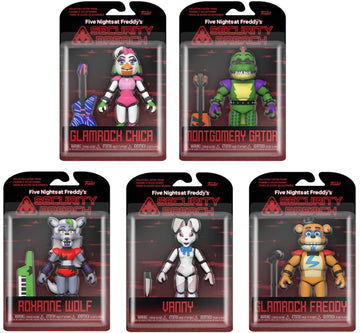 Funko Five Nights at Freddy's Security Breach Action Figure Set – Glamrock Chica, Montgomery Gator, Roxanne Wolf, Vanny, Glamrock Freddy