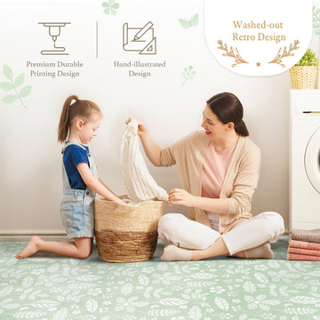 Popsykosy enhanced Exercise & Baby Foam Play Mats - Stylish & Large Non-Toxic Puzzle Floor Mat - 6 Tiles - Spacious 6ft x 4ft - Peel-Resistant Reinforced - Soft Thick Waterproof - Olive Green