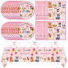 41Pcs Pink Dog Birthday Party Decorations Set Puppy Party Supplies Including Dog Girl Party Plates Napkins Tablecloth Serves 20 Guests For Dog Birthday Parties Decorations