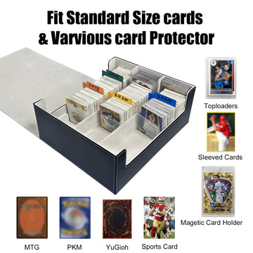Basketball Card Deck Box For Trading Cards With 4 Supporters,1800+ Tcg Storage Box With 10 Colorful Dividers,Waterproof Magnetic