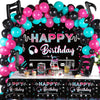 Tatuo Music Party Decorations - Happy Musical Social Media Birthday Supplies With Backdrop, Tablecloth, Music Note and Latex Bal