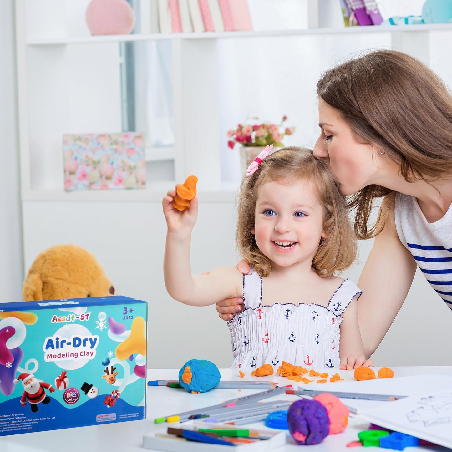 Air Dry Clay 102 Colors, Modeling Clay For Kids,Model Magic Clay, Diy Molding Clay Starter Kit With Sculpting Tools,Soft & Non-S