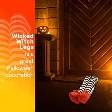 Skeleteen Wicked Witch Legs Prop - Crushed Witches Feet With Ruby Slippers Yard Decoration Props For Outdoor And Indoor