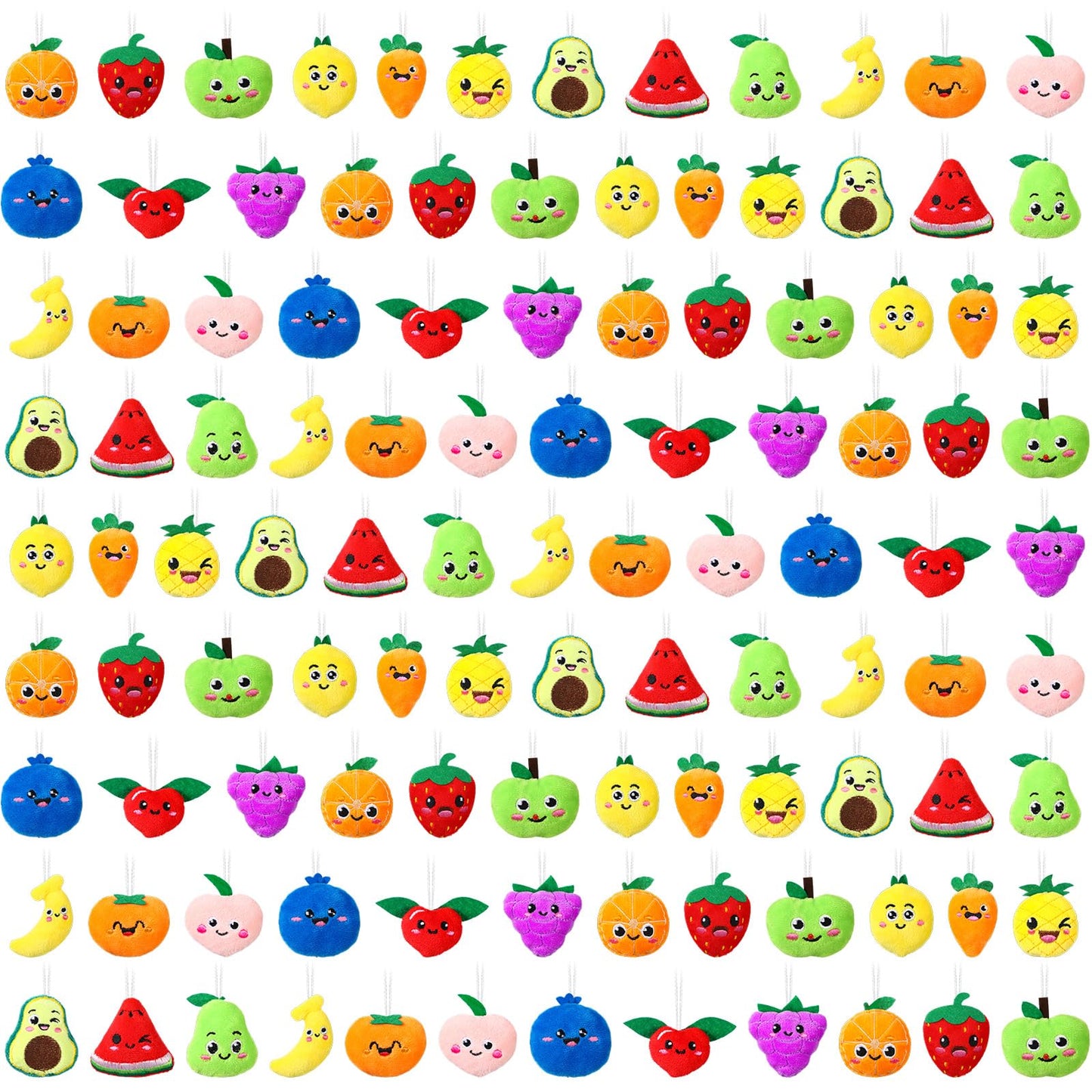 Libima 150 Pcs Mini Stuffed Animals Sea Animal Fruit Plush Keychain Set for Carnival Birthday Classroom Prizes Decoration for Cl