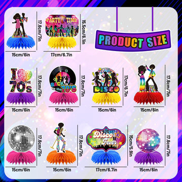 10 Pcs 70s Disco Party Decorations Back to 70s Honeycomb Centerpieces for Retro Theme Birthday Music Party Supplies Dancing Quee