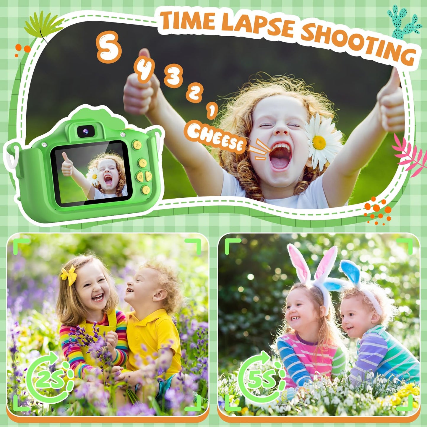 Upgraded 48Mp Kids Camera For Girls Boys 3-12, Video Selfie Camera-Christmas Birthday Dinosaur Gift For Toddler, Hd Digital Came