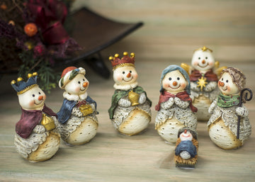 Snowman Nativity Set 7 Pc Figurine Set