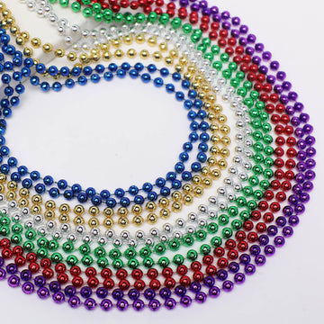Artlunar 24 Pcs Mardi Gras Beads, 33'' 6 Colour Bead Necklace Party Favors, Festival Parade Throw Accessories For Carnival Hallo