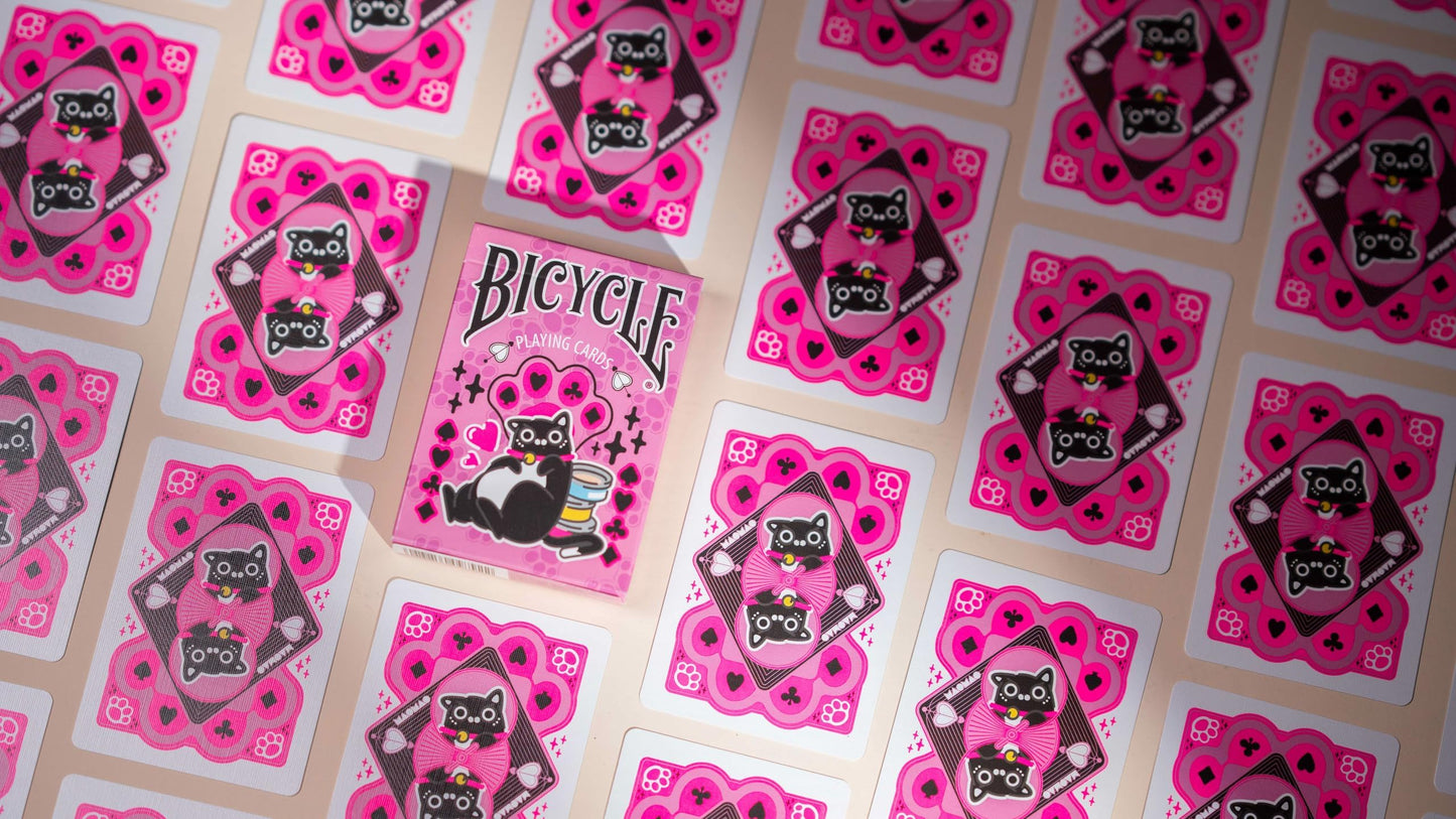 Bicycle Cat Cute Kawaii Anime Pet Playing Cards, Pink, 1 Deck