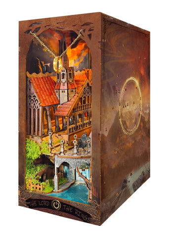 Strucwood Book Nook Kit With LED Light - 3D Wooden Puzzles for Shelf Decor - DIY Dollhouse Kit - Nook Decor With Dust Cover - Ma