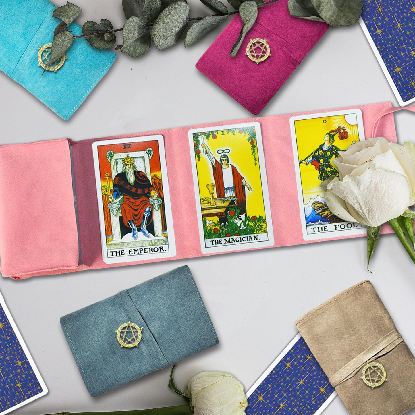 Knana 5Pcs Velvet Tarot Card Bags,Tarot Storage Bags,Tarot Wrap And Pouch,Tarot Deck Storage Holder For Tarot Cards Playing Cards - Star