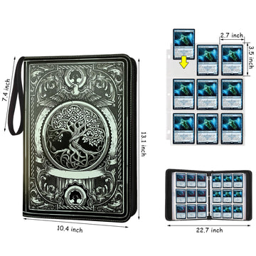 MTGPRO 9 Pocket Card Binder Trading Card Binder enhanced 720 Double PU Card Collection Binder with Sleeves Card Folder for MTG TCG Sports Cards(Black)