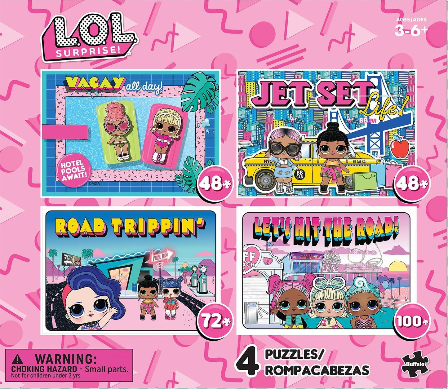 Buffalo Games - Lol - 4 X 1 Kids Multipack - Lol Travel - Multi Piece Jigsaw Puzzle For Adults -Challenging Puzzle Perfect For G