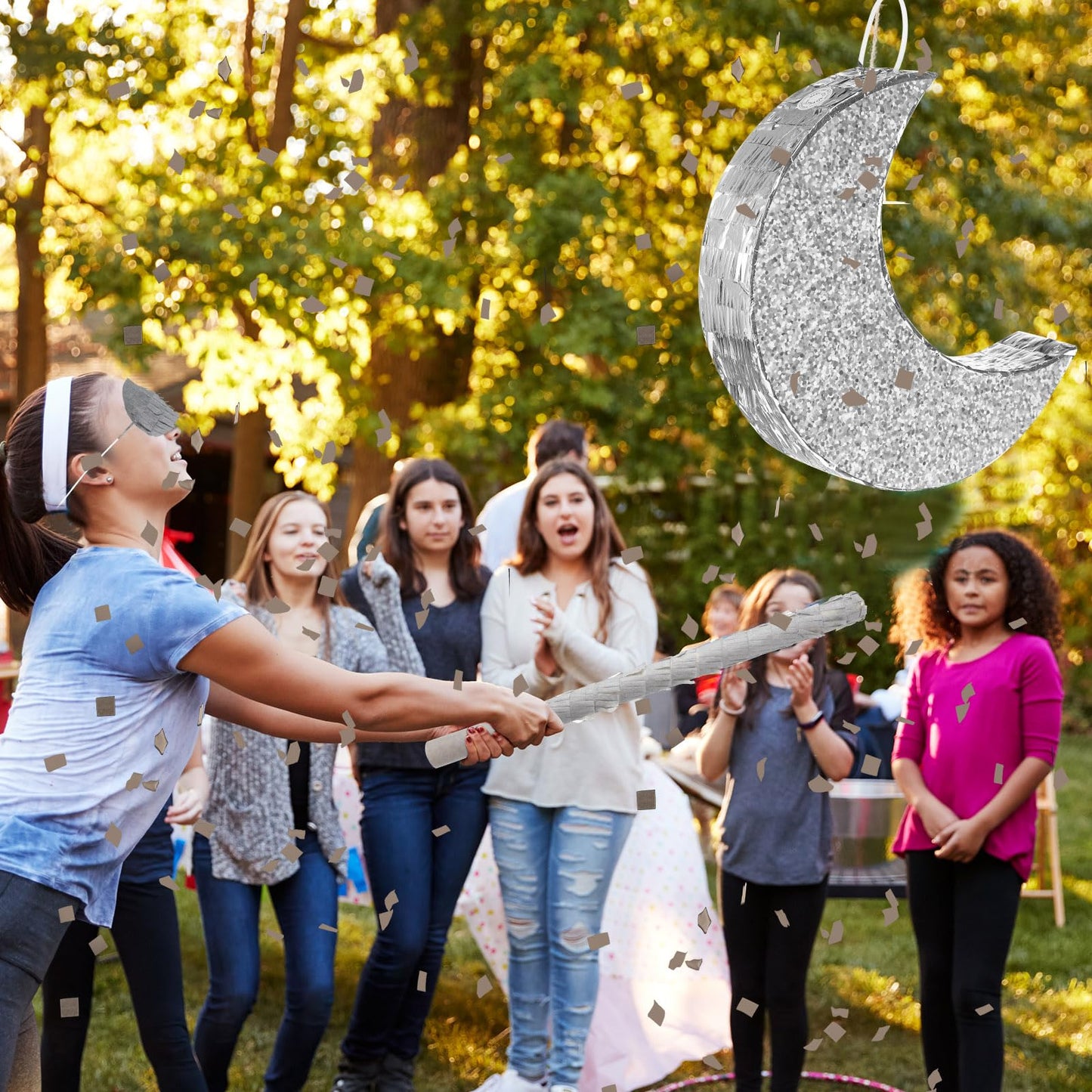 Hicarer Silver Moon Piata for Kids Moon Birthday Party Decorations Supplies Piata Decor for Kids Birthday Party Twinkle Twinkle