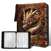 Wazzio Trading Card Storage Album with 50 Durable 9-Pocket Pages Birthday Gifts for Fathers Day 900 Pocket Card Binder Gifts for Collector's Album Golden Dragon Design on Pocket Card Packs