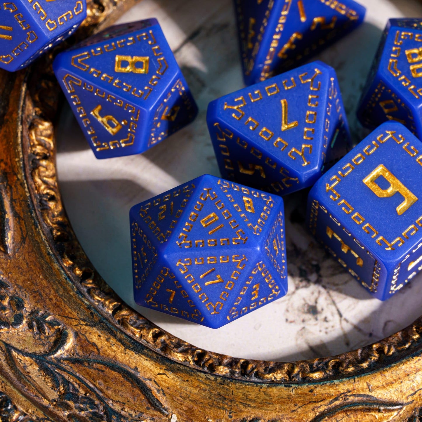 HDdais DND Dice Set, 7 Die Polyhedral Dice Set D&D for MTG Dungeons and Dragons Role Playing Game(Blue)