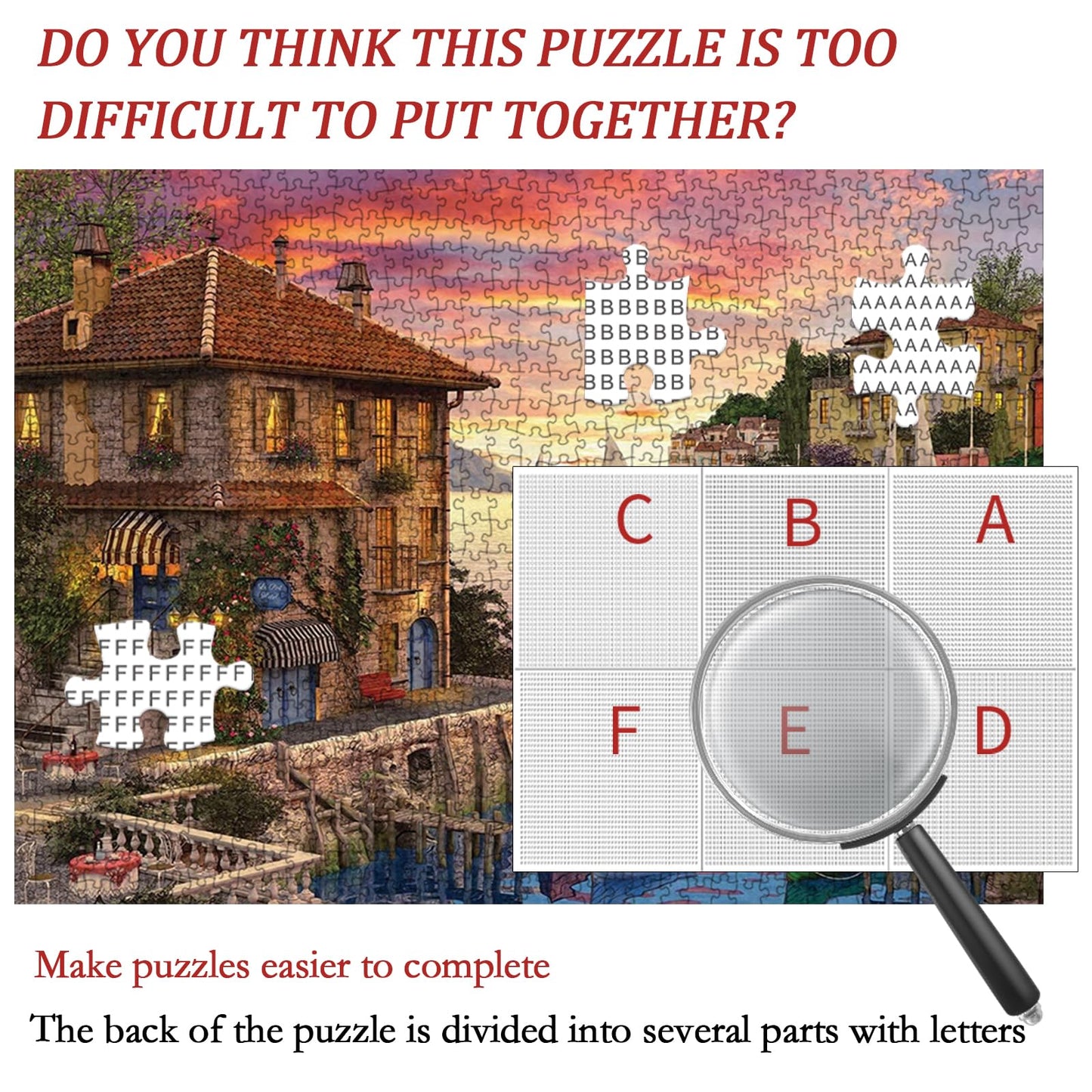 Puzzles for mature-themeds 1000 Pieces Mediterranean Harbor Jigsaw Puzzles Environmentally Friendly No Odor Challenging Educational Fun Family Holiday Activities Games Toys Gifts Finished Size 27 x 20