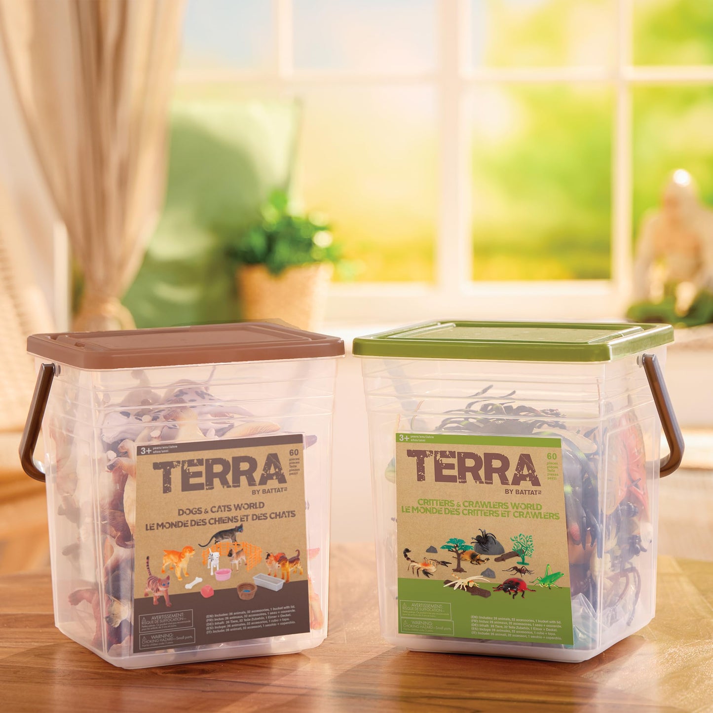 Terra By Battat – Bugs & Reptiles Figurines & Accessories – 60Pc Toy Animal Bucket For Kids – Insect Toys – Lizards, Grasshoppers, Beetles, And More – 3 Years + – Critters & Crawlers World