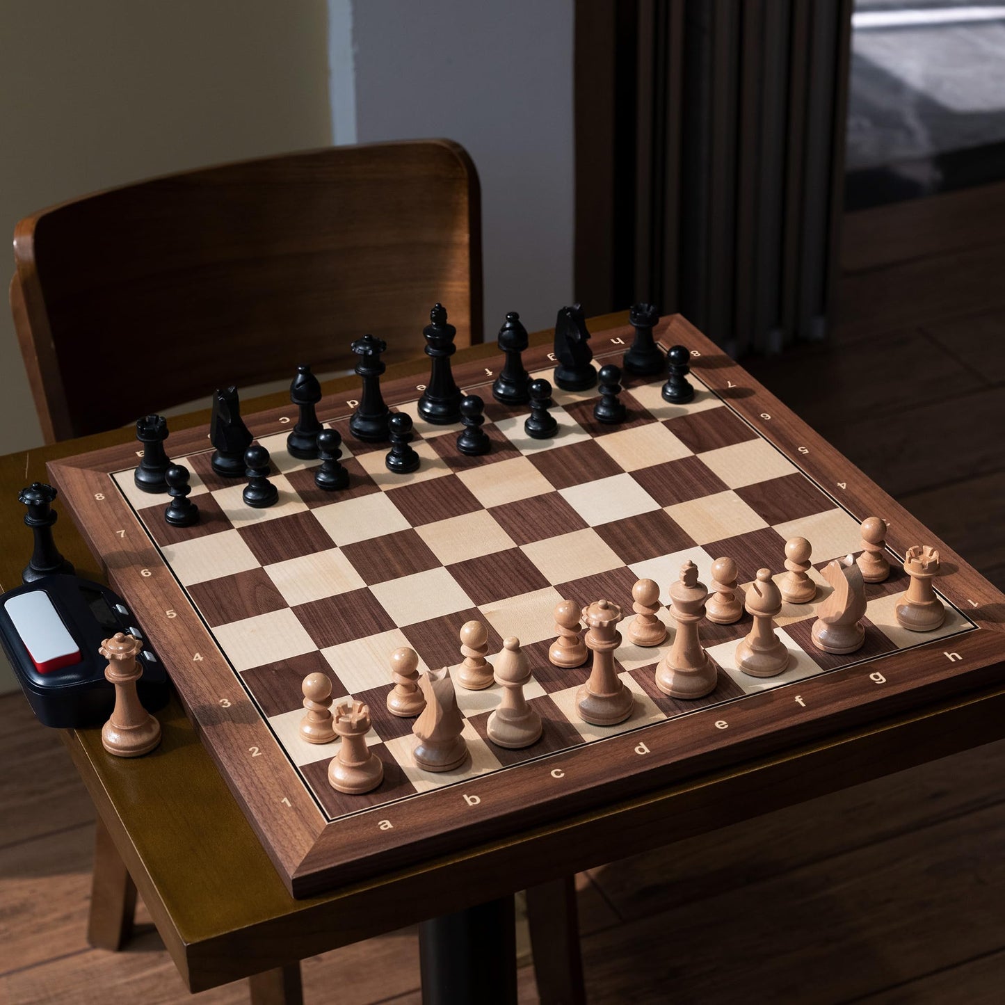 A&A 21.25' Professional Wooden Tournament Chess Board/Walnut & Maple Inlaid / 2.25' Squares W/Notation