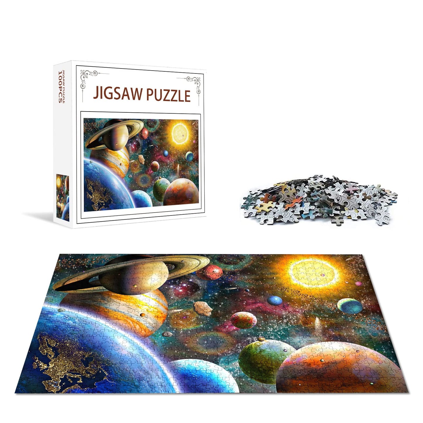 Nattork Jigsaw Puzzles 100 Pieces For Kids Youth Families (Space Traveler, Solar System) Pieces Fit Together Perfectly
