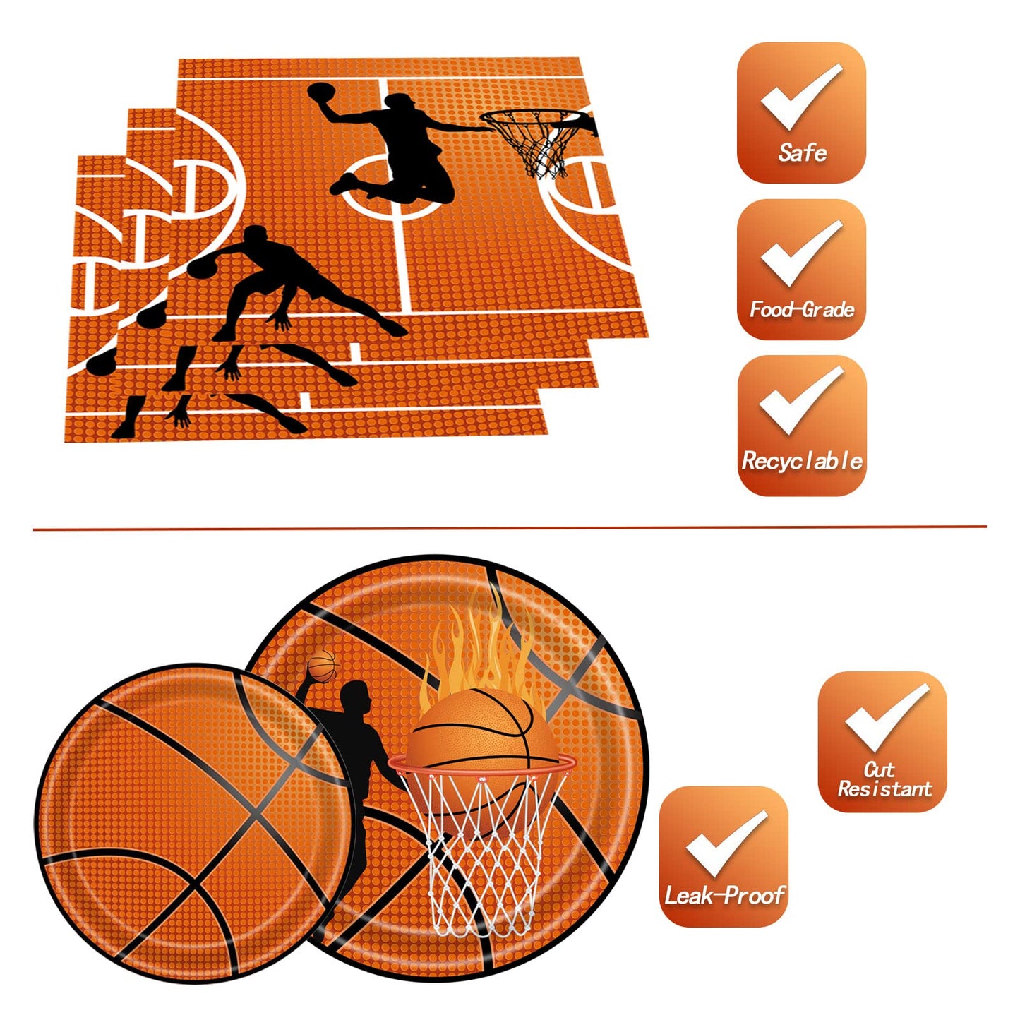 Basketball Party Tableware Set Serve 24 Guests Basketball Birthday Party Supplies Basketball Party Decorations Basketball Plates