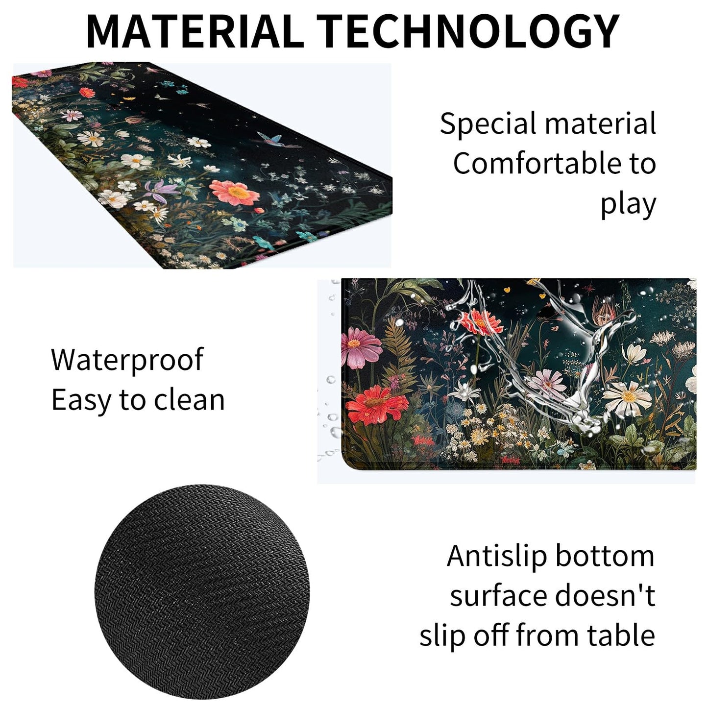 DIGTIALL Card Mat for MTG & TCG Playmat Mouse Pad 24 x 14 Game Mat for MTG RPG CCG Trading Card Game Playmats Table Mat Perfect for Card Games Video Games Computer Office Flowers Grass and Birds