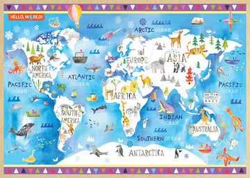 MasterPieces 60-Piece Jigsaw Puzzle - Hello, World Map - 11.75"x16.5" - Team Color - Model 12206