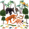 Miniinflat 25 Pcs Rainforest Diorama Animals Figures Toys Set Assorted Creatures Rainforest Diorama Supplies Animals Model Trees