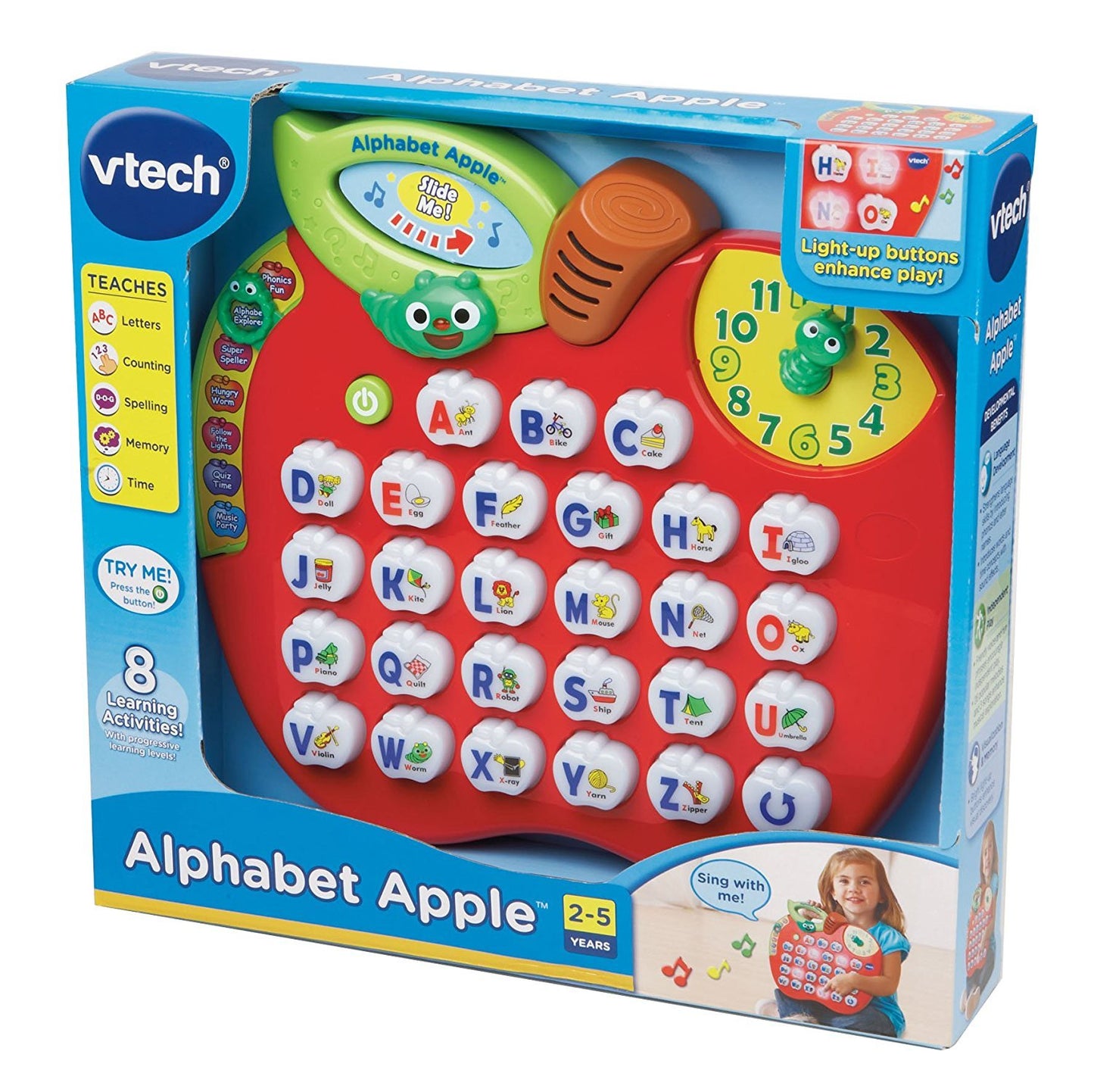 VTech Alphabet Apple Toy - Red Plastic Learning Device, Model 80-139001, Frustration Free Packaging