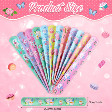 Junkin 48 Pcs Tea Party Favors Floral Tea Party Slap Bracelet Tea Party Supplies Decoration Girls Tea Party Bracelet Pink Teapot