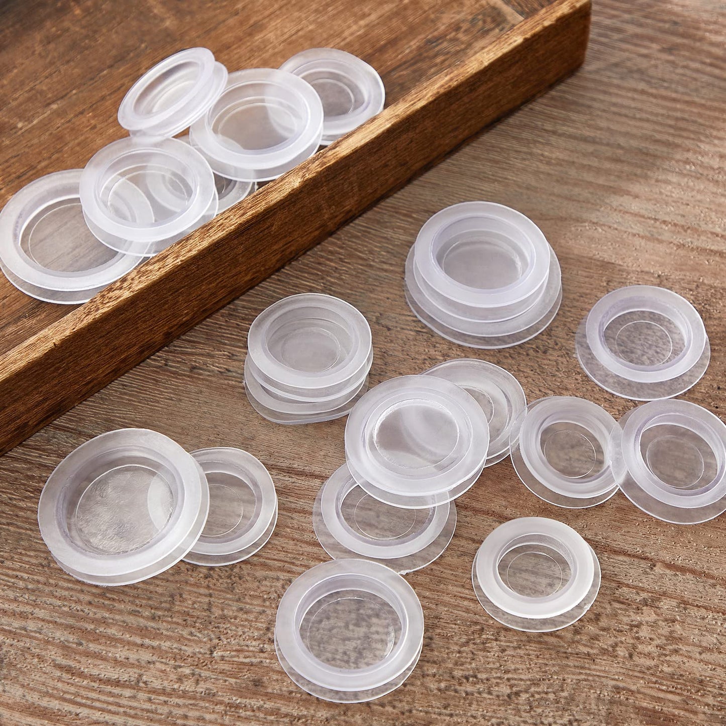 Boao 20 Pieces Piggy Bank Stopper Replacement Piggy Bank Plugs Bulk Rubber Saving Box Stopper(5 Sizes,Clear)