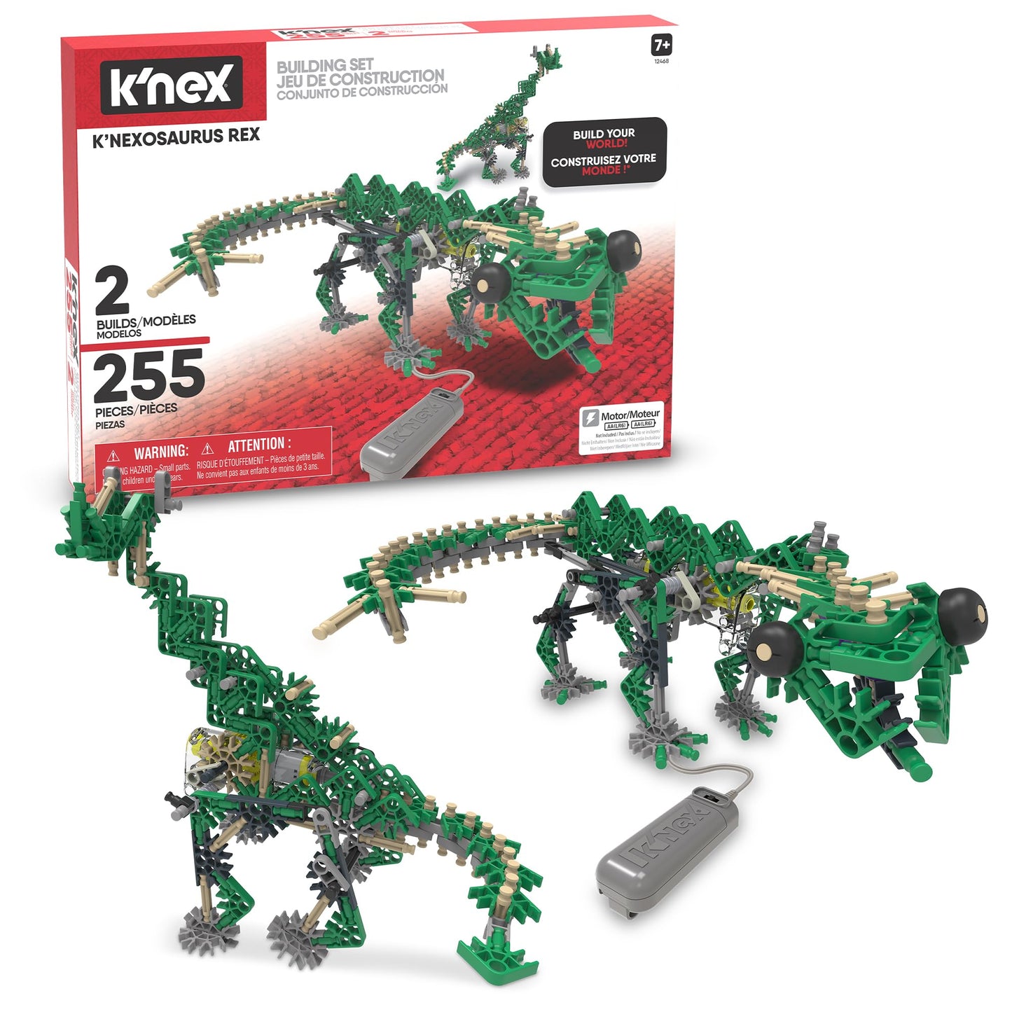 K'Nex - K'Nexosaurus Rex, Motorized Dinosaur Set ‚ 255 Pieces, Stem Building, Engineering Play, Kid Construction Set‚ Ages 7+