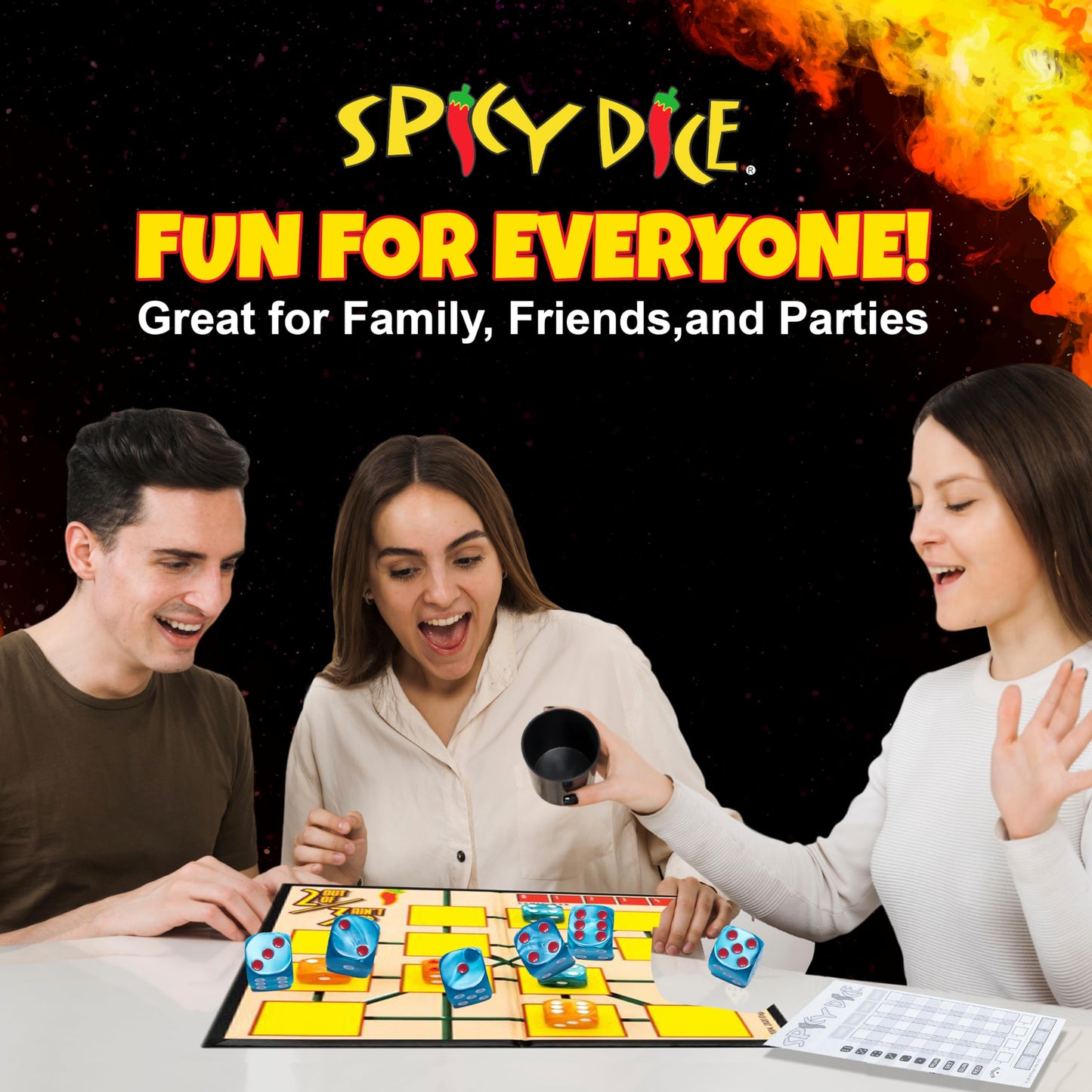 Spicy Dice 4-Fun Pack: The Ultimate Family Game for Parties, Game Nights, and Tabletop Fun - A Roll-and-Write Dice Game Full of