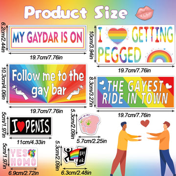 DeaDamHa 76 PCS Funny LGBT Bumper Stickers - Colorful PVC Decals for Cars, Trucks, and Luggage