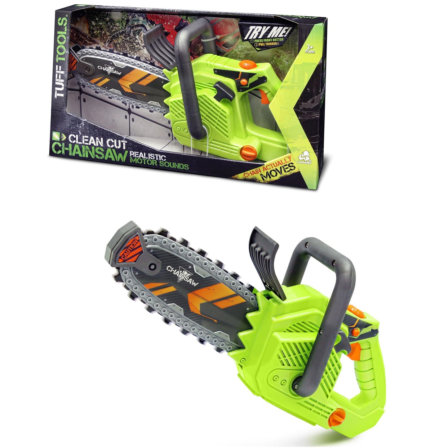 JAROFUREL Lanard Tuff Tools: Clean Cut Chainsaw - Kids Sounds & Action Toy, Realistic Action Yard Work Toy, Battery Powered, Age