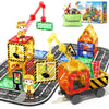 Kids Games Magnetic Tiles With 2 Cranes Construction Toys Set Sensory Toys For Boys Girls Ages 3-6 5-7 8-13, Gifts For 3+ Year Old Boys Girls Toddler Outdoor Kids Toys With Car