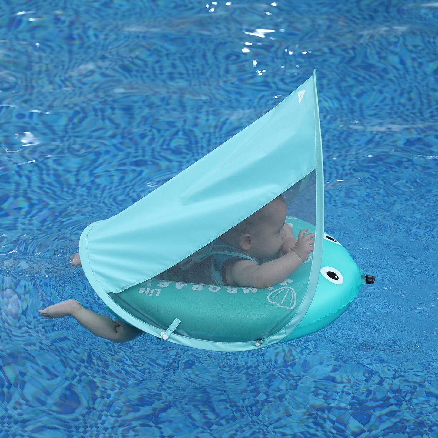 Mambobaby Newest Compressible Folding Baby Self-Inflating Float with Sun Canopy - Pink