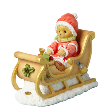 Cherished Teddies Sherwood Bear Figurine 4040461, Mint Wood Christmas Gifts in Sleigh