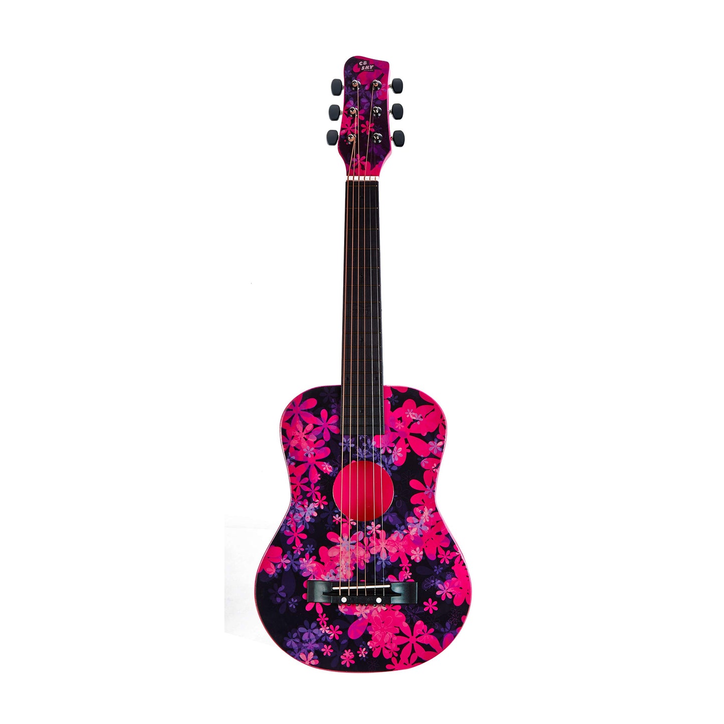 Cb Sky 30 Floral Print Acoustic Metal Strings Guitar/Girls Gift/Kids Musical Toys/Musical Instrument (Purplish Red)