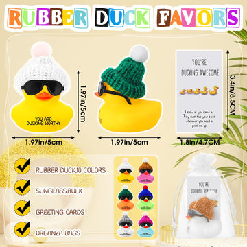 Liliful Employee Appreciation Gift Bulk For Coworker Inspirational Mini Rubber Ducks With Glasses You Are Awesome Sign You'Re Kind Cheer Up Card Thank You Gift For Staff Team Teacher Women