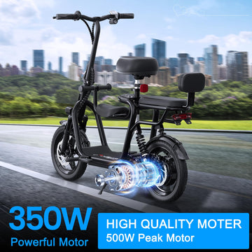 mature-themed Electric Scooters with Seat E Scooter with Seat with with 500W Peak Power Motor Electric Scooter for mature-themeds 20 Mile Range & 17.4mph and Dual Braking System 14 Pneumatic Tires