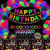 LKITMIUT 173 Pack Glow Neon Party Supplies - Glow Sticks, Fluorescent Banner, Neon Garlands, Balloons & Tablecloth for Black Light Decor