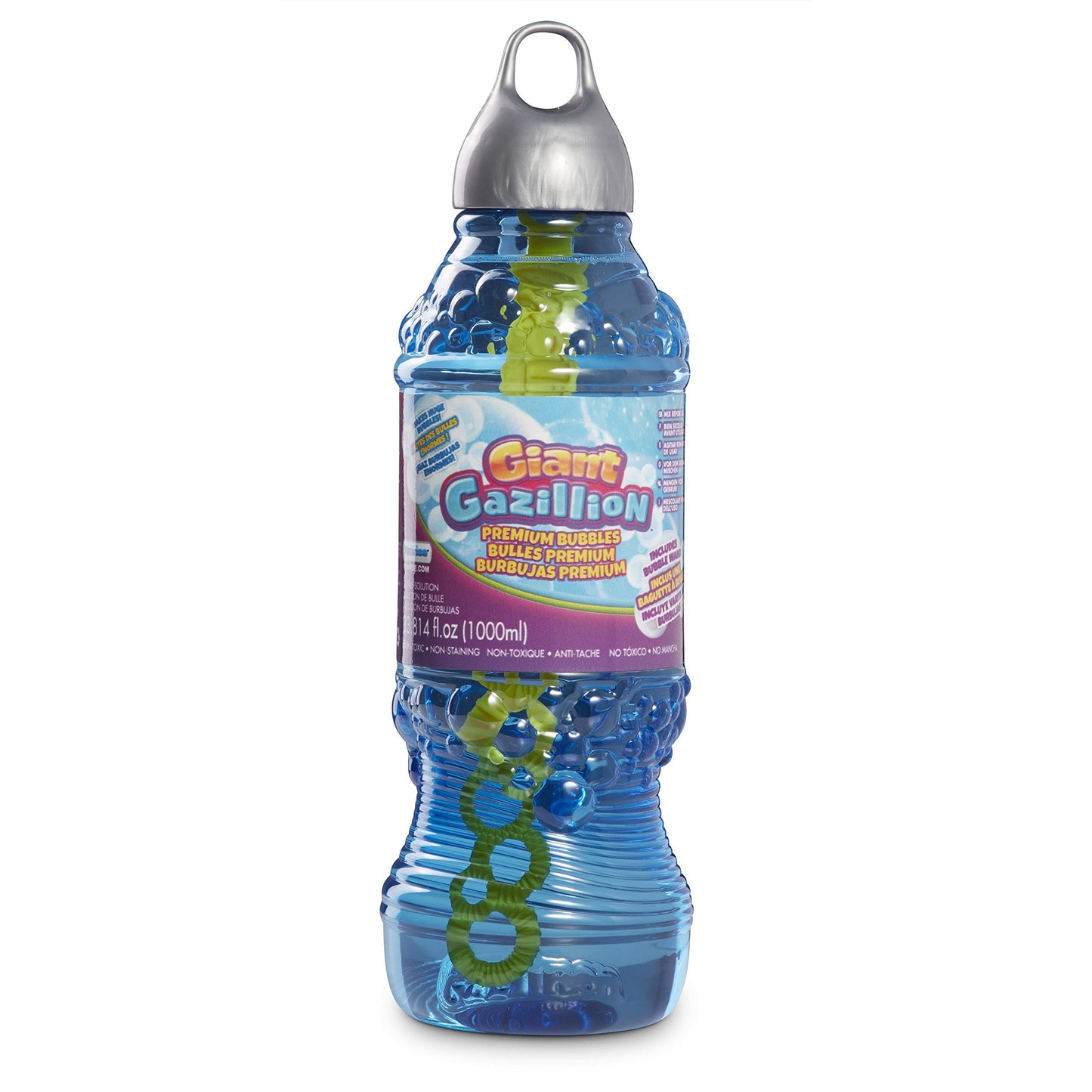Gazillion Bubbles, Giant Bubbles Solution 1L - Create Giant Bubbles With Elite Formula & 7-In-1 Bubble Wand - Non-Toxic & Safe